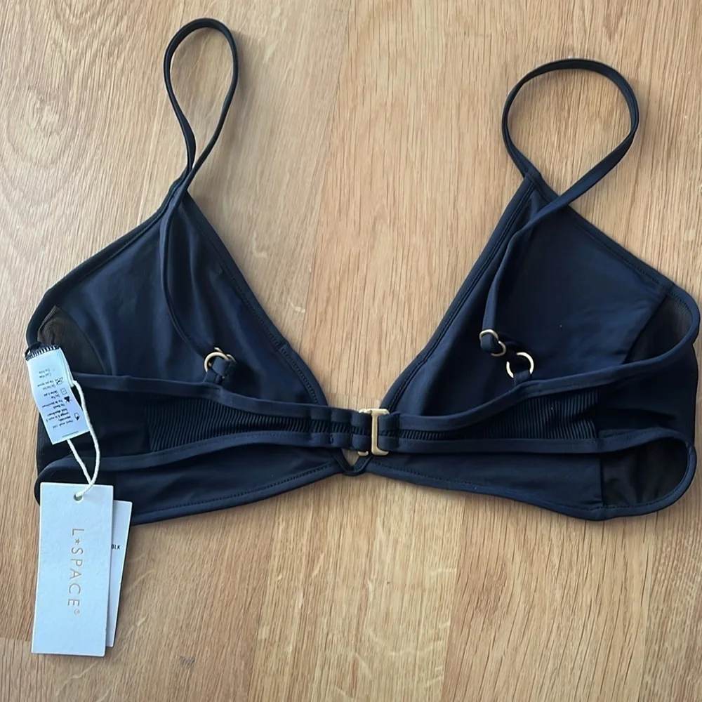 Lspace *** Macey top size large black ribbed mesh swim